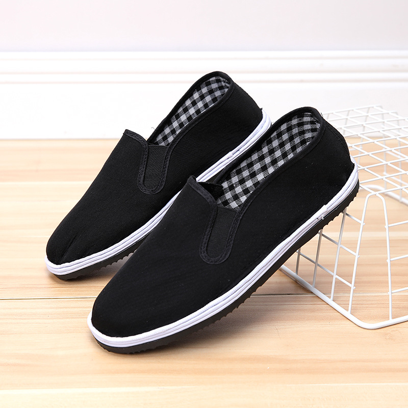 黑布鞋男平跟布鞋手工纳底黑布鞋男鞋塑胶底底老北京布鞋复古