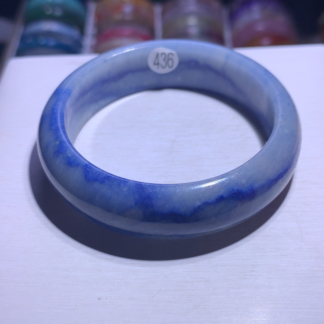 手镯银S925镶嵌水晶蓝线58.4圈436