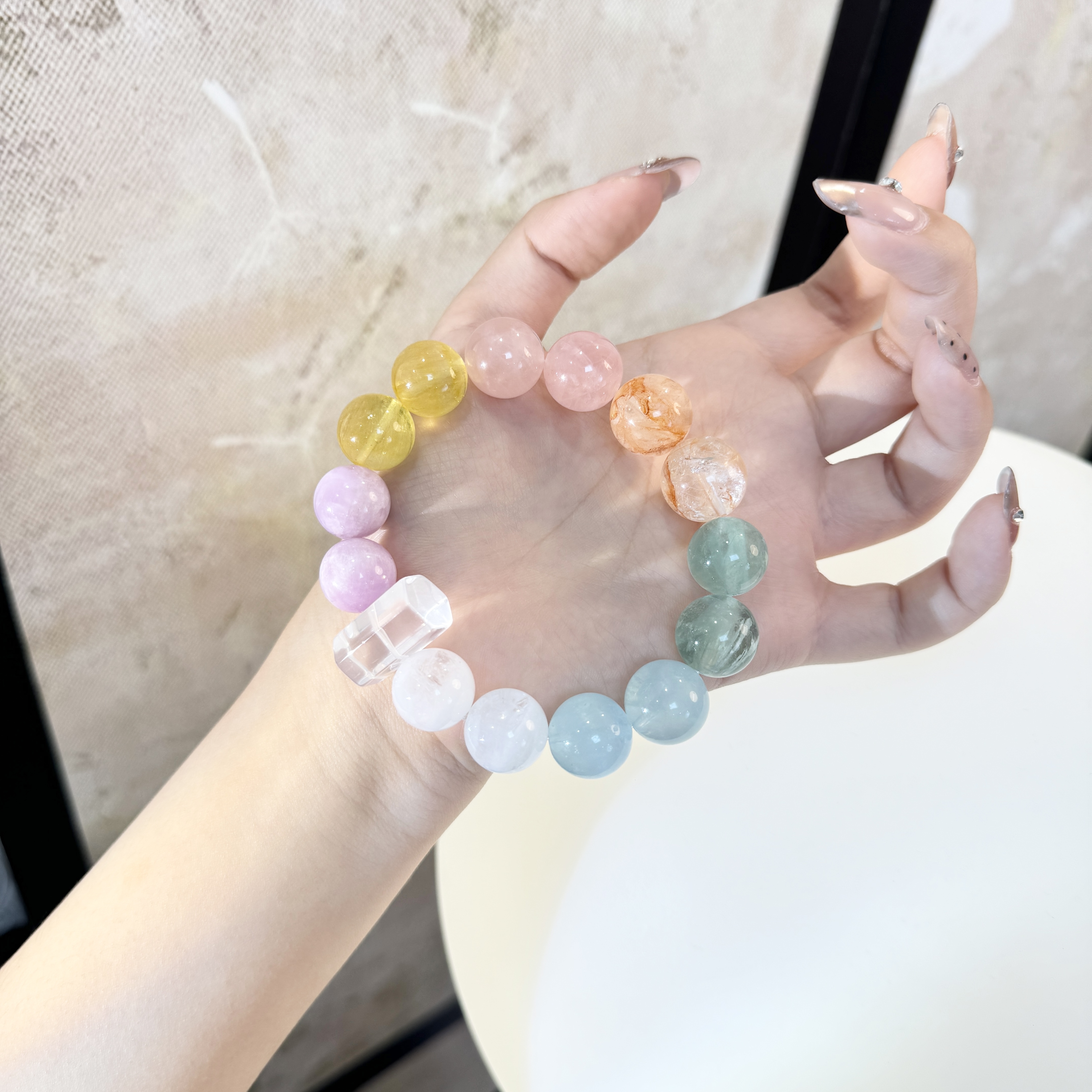 *夏梦环游*天然水晶萤石手串E