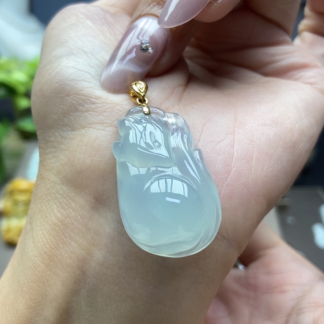 翡翠颈饰18K金镶嵌吊坠14