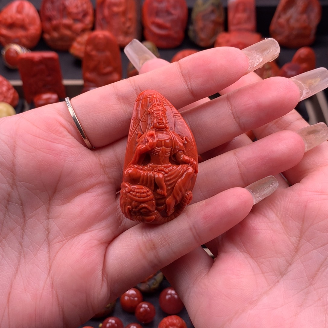 南红玛瑙南红川料普贤观音菩萨吊坠24.7mm未镶嵌