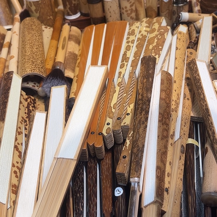 聚***茶扇子梅鹿竹折扇一把+1张扇面