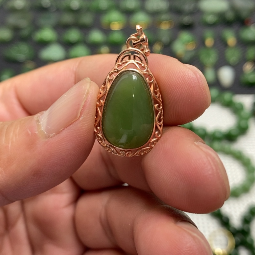 【闪购商品】和田玉（碧玉）颈饰银S925镶嵌