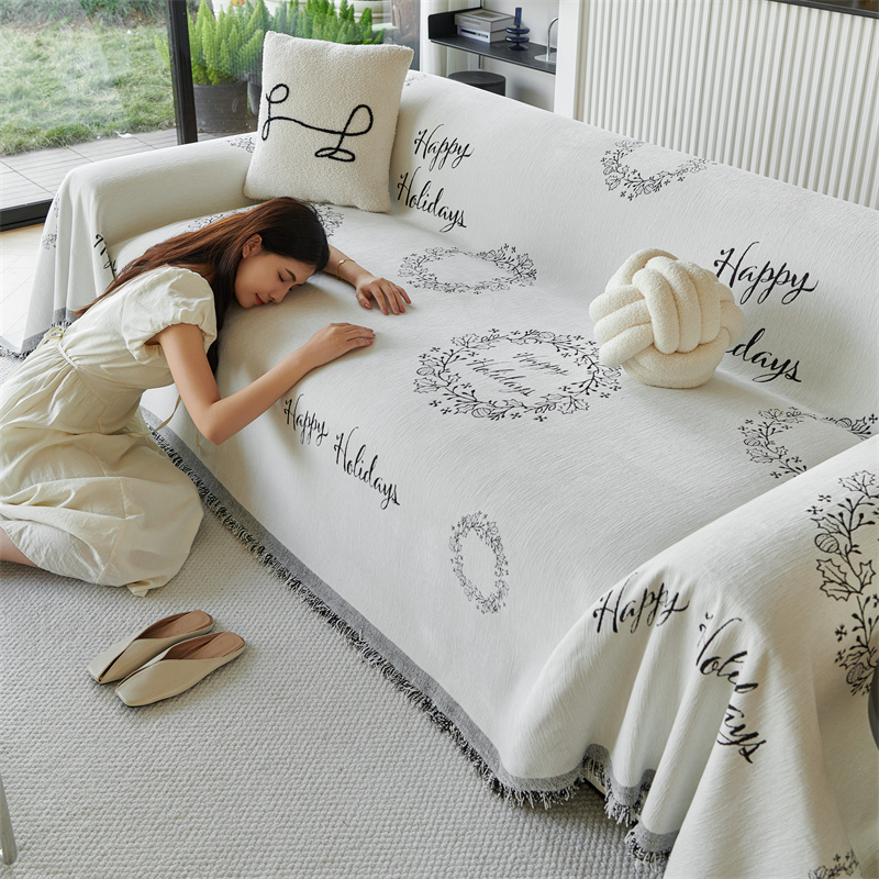 清奈梦幻烟花四季雪尼尔轻奢高级感防滑全包全盖沙发巾一整张新款