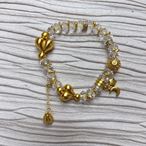 铜合金手链 15265 沙沙屁桃爱心绣球星月白水手链