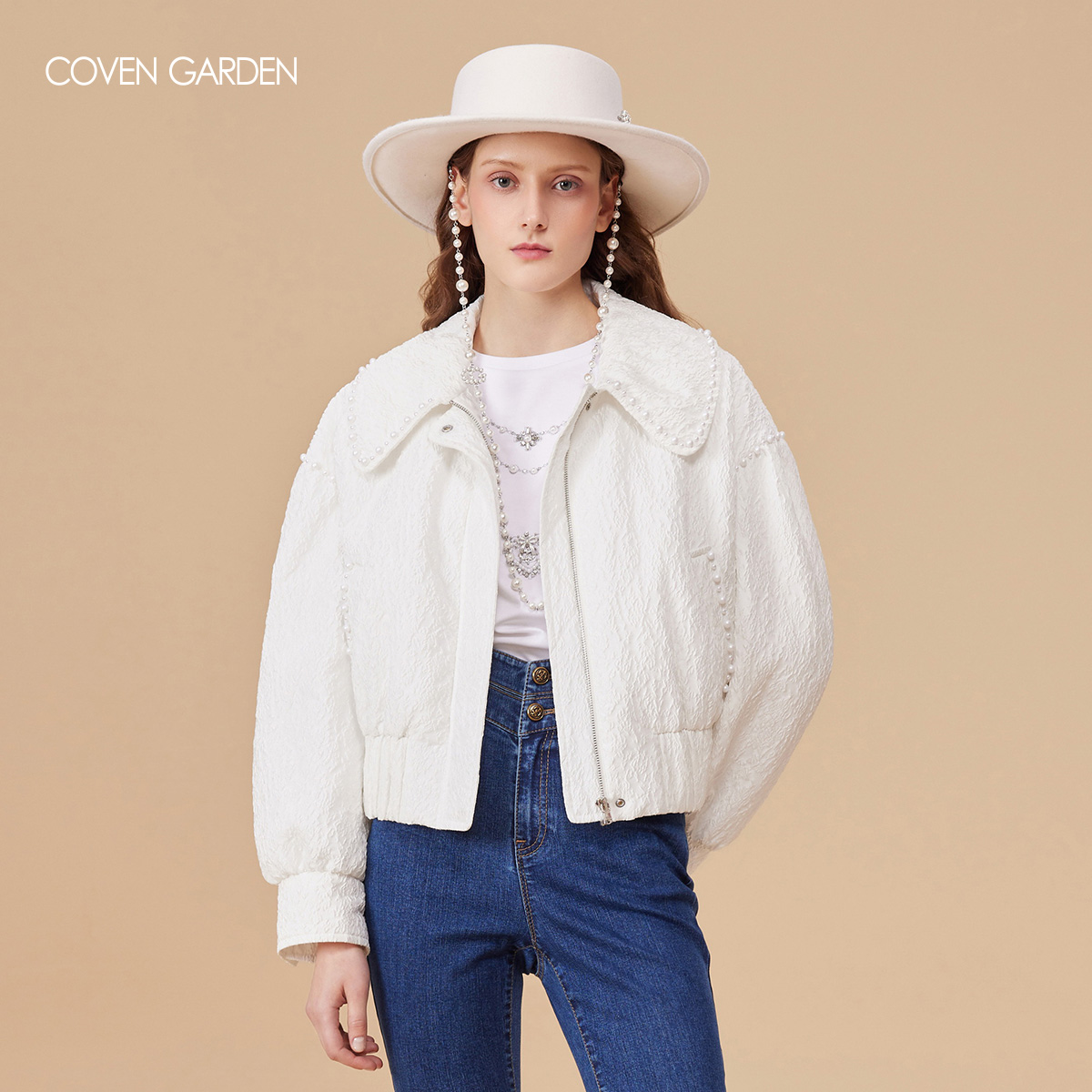 【陈大可专属】哥文花园碎花肌理感珍珠短外套CTA3045240