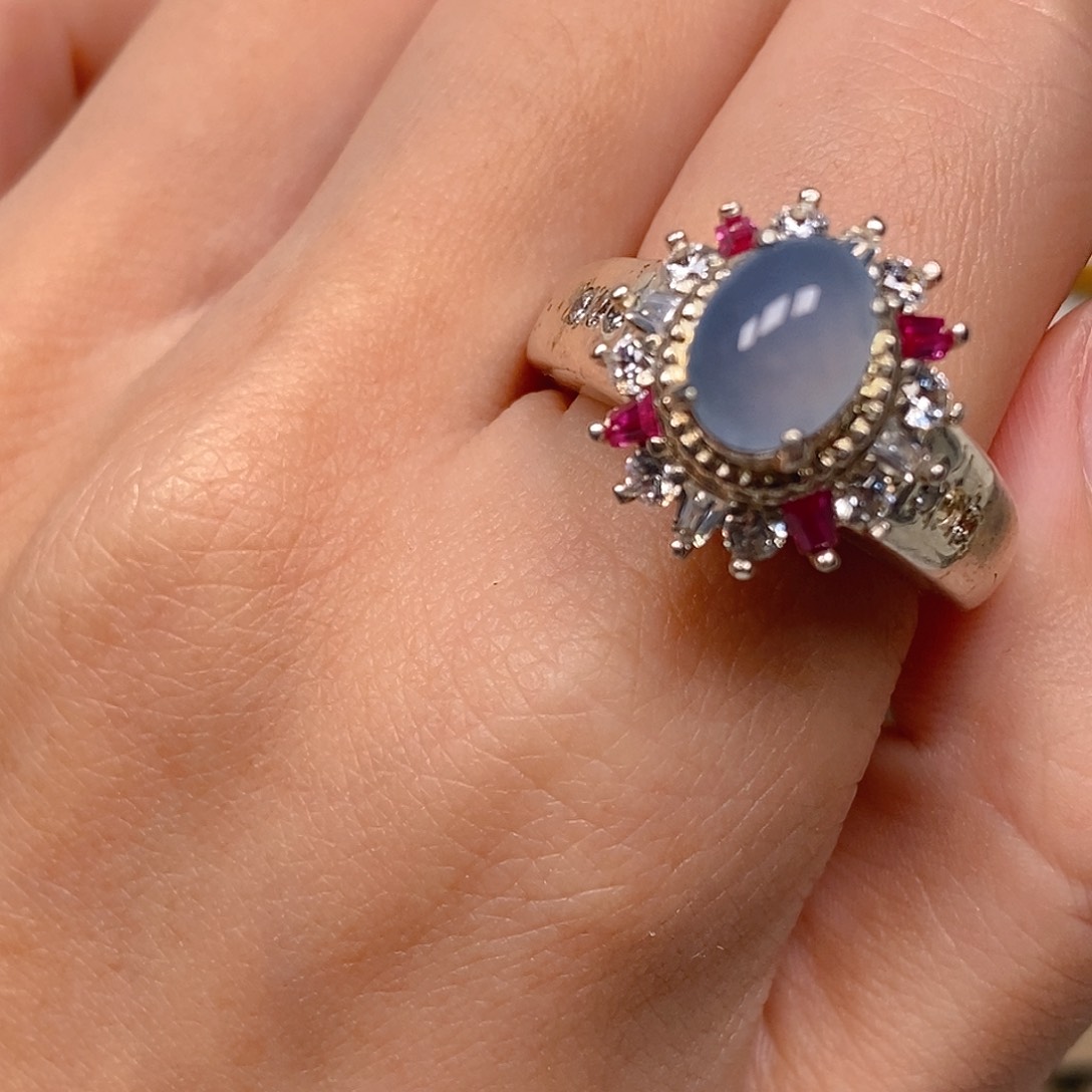 翡翠戒指未镶嵌冰浓紫