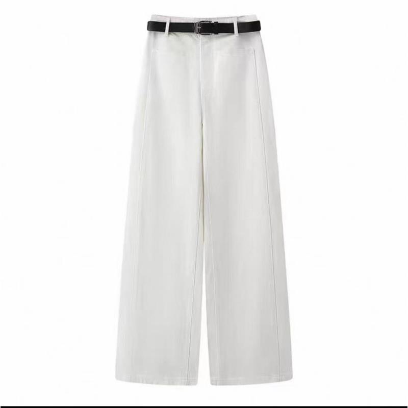 25新款高腰显瘦直筒阔腿牛仔裤白色休闲百搭长裤