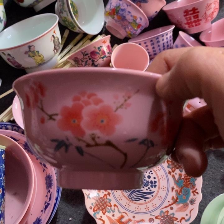 摆件陶红稀土翠竹4.5寸碗