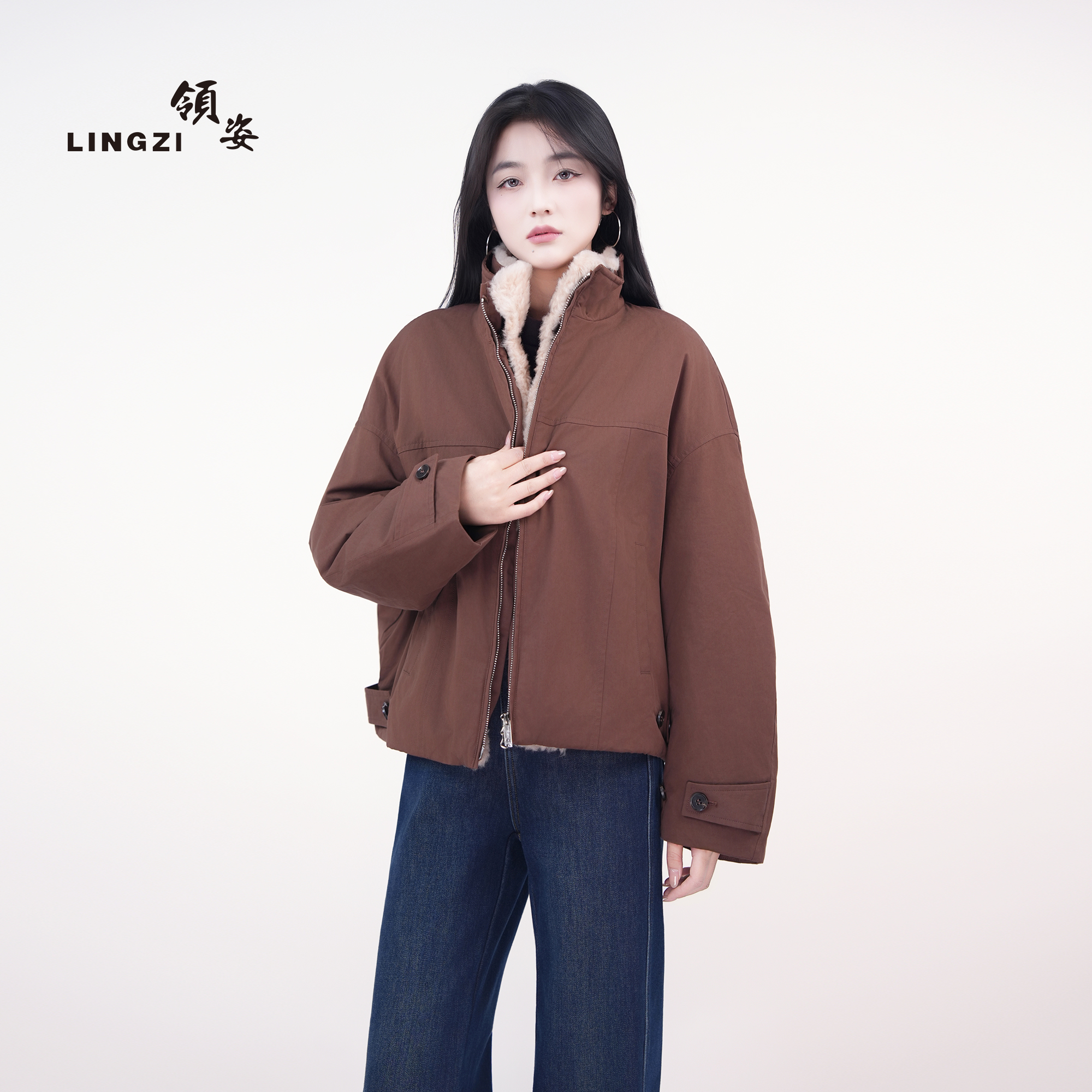 LINGZI/100g以下（不含）拉链厚款女女款加绒冬季百搭