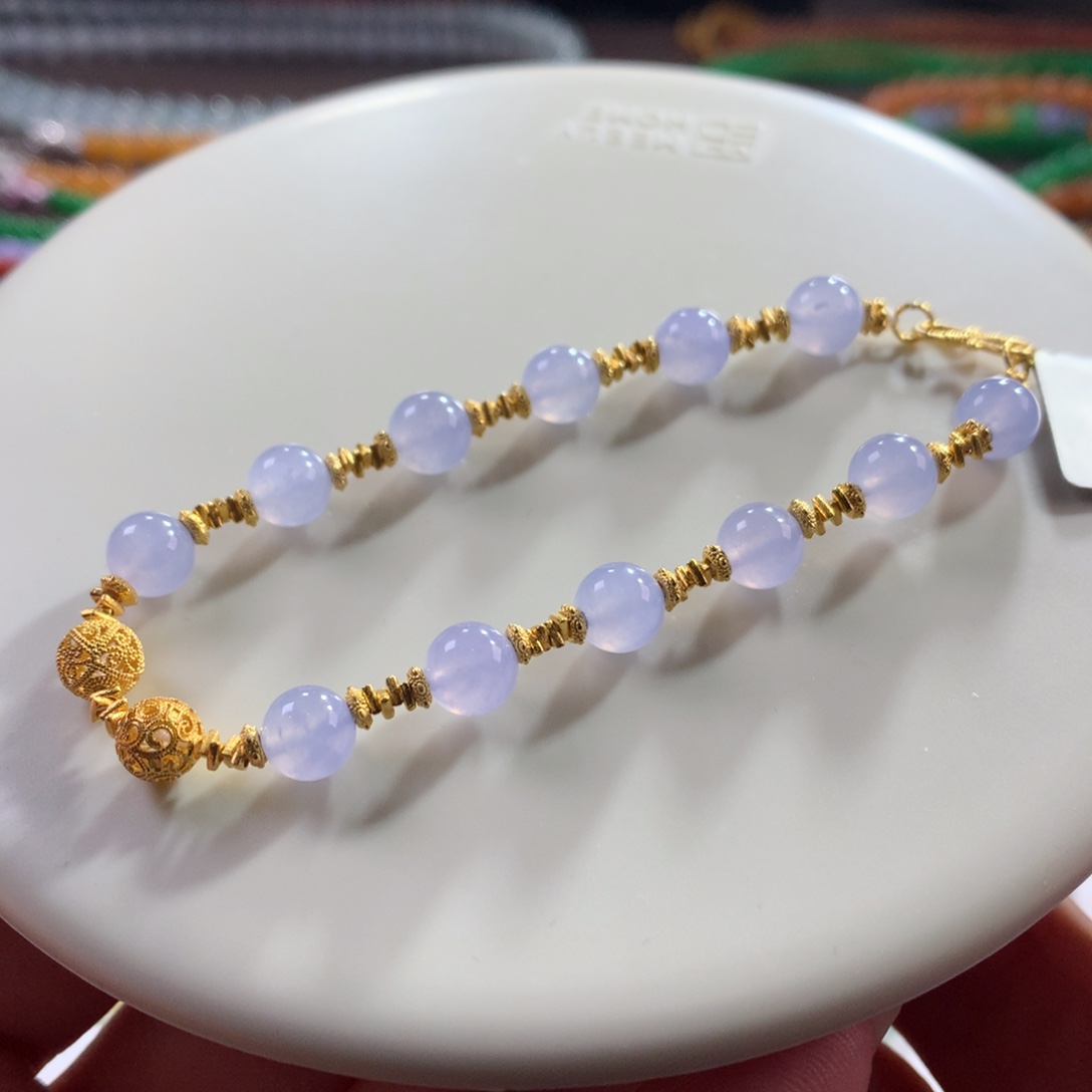 翡翠未镶嵌手链翡翠冰胶底梦幻仙紫卡6.50+