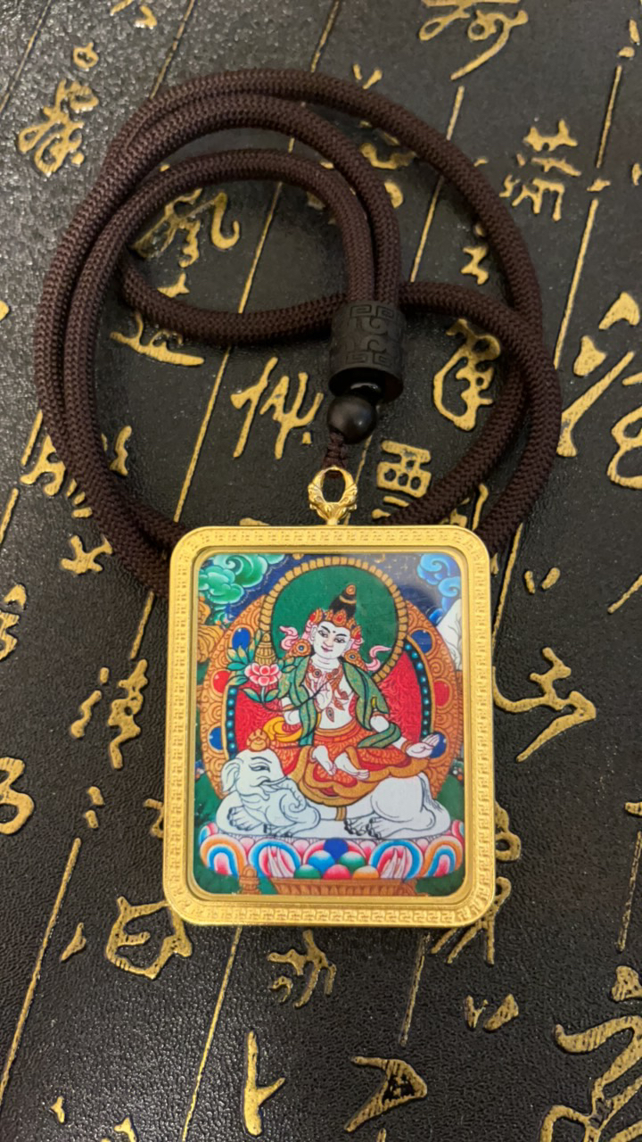 普贤加龙五爷双面唐卡