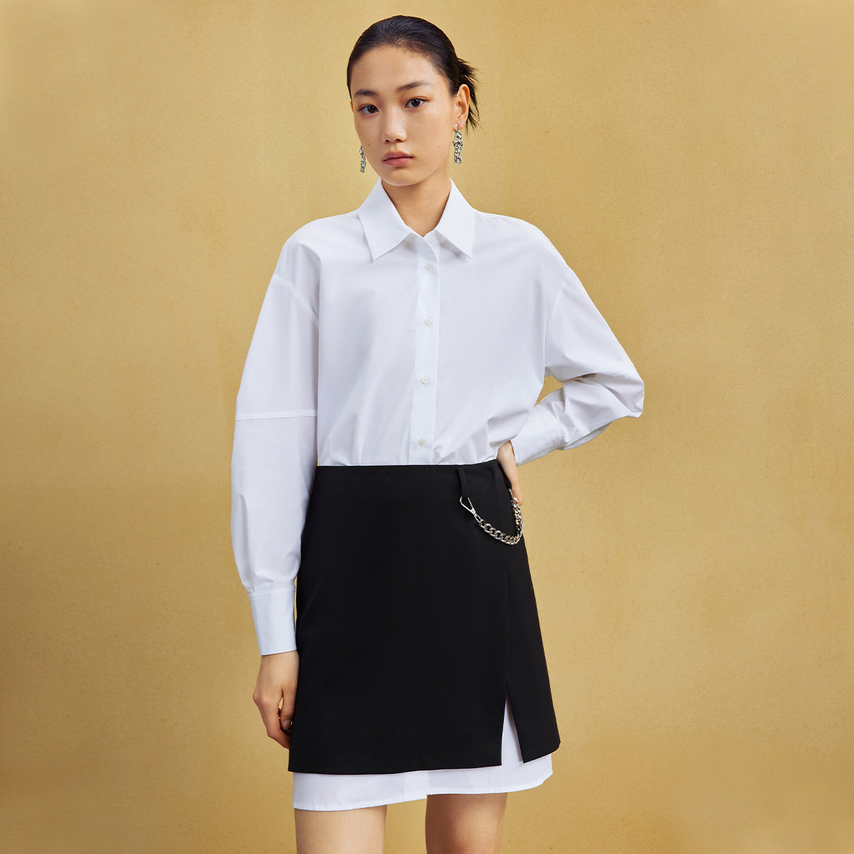 【粉丝专属】套装女秋季可拆卸半裙造型感两件套衬衫裙M537301800