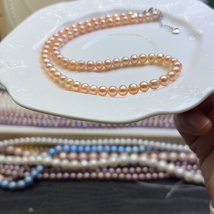 项链的手链是戒指淡水珍珠银S925镶嵌