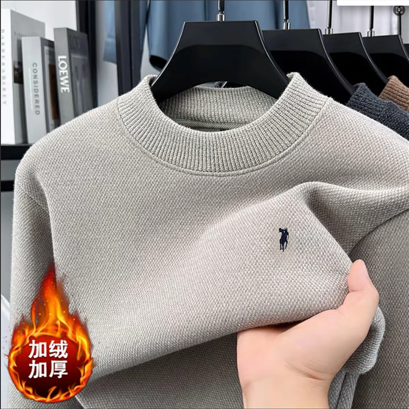 【一体绒】全身加绒毛衣男士半高领加绒加厚保暖上衣冬季针织打底衫