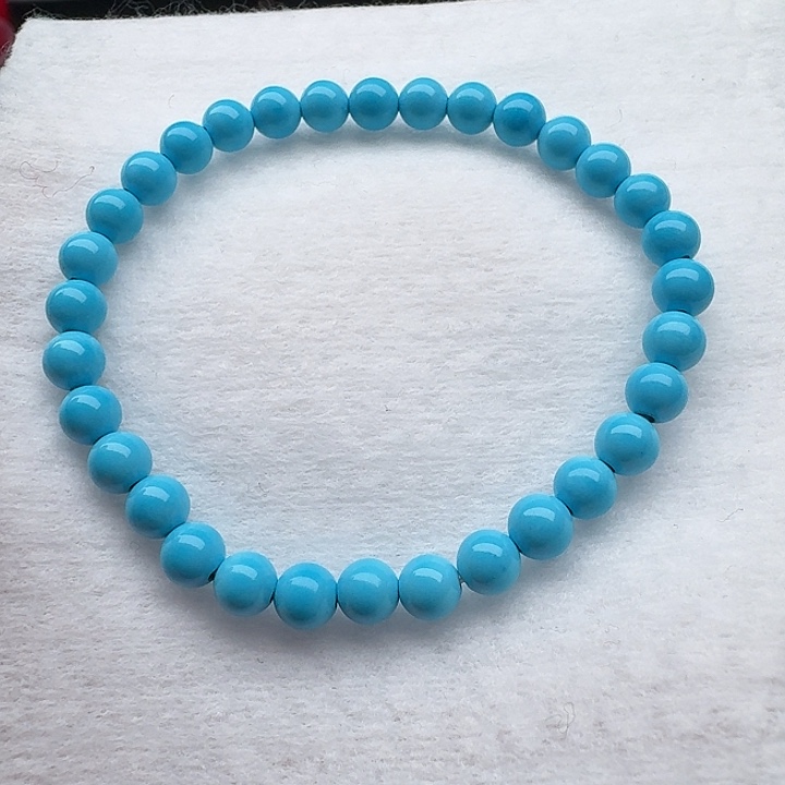 尺寸：6左右蓝圆珠单圈手串