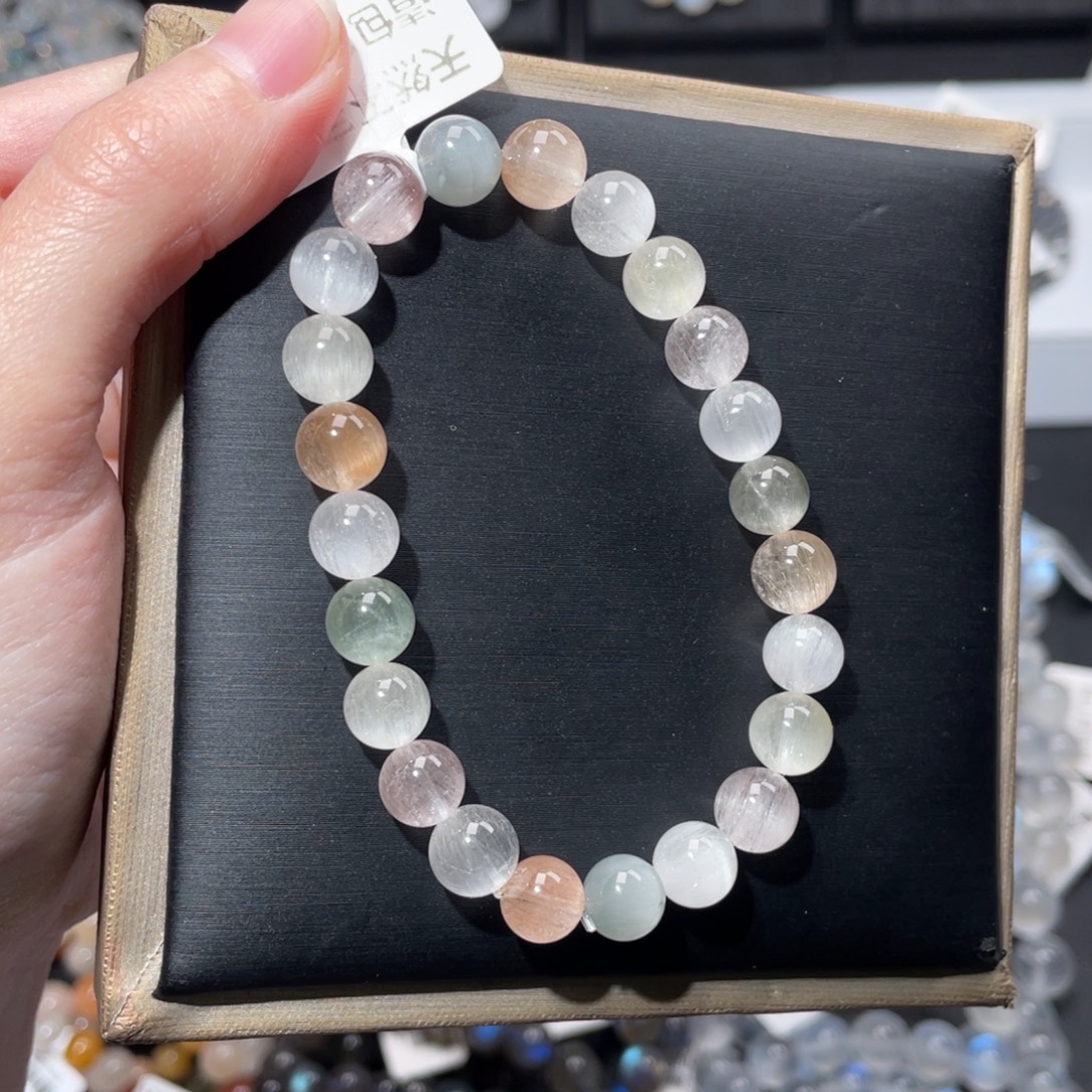 未镶嵌水晶手链满发顺发级彩兔毛8m+