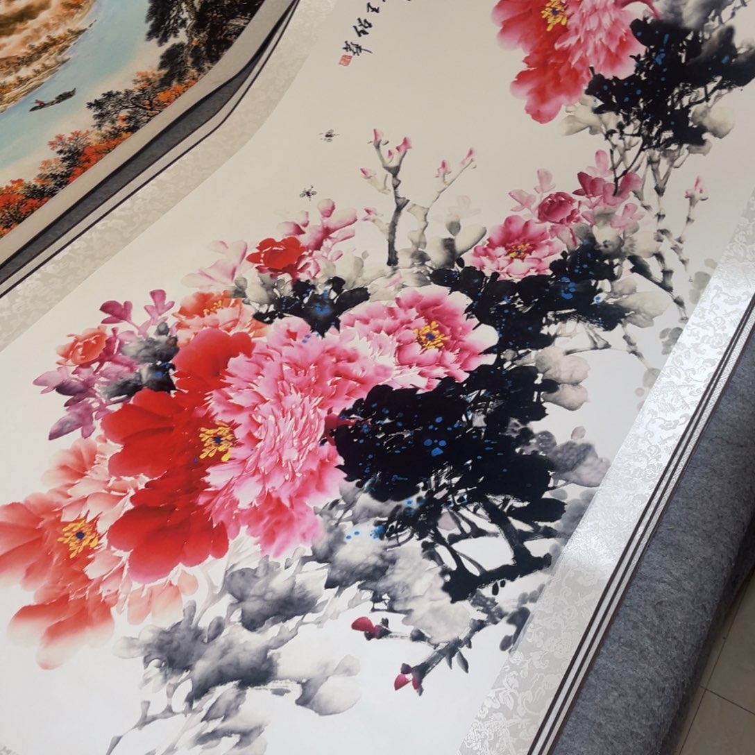 富贵满堂四尺横幅东方美学牡丹花装饰画17070