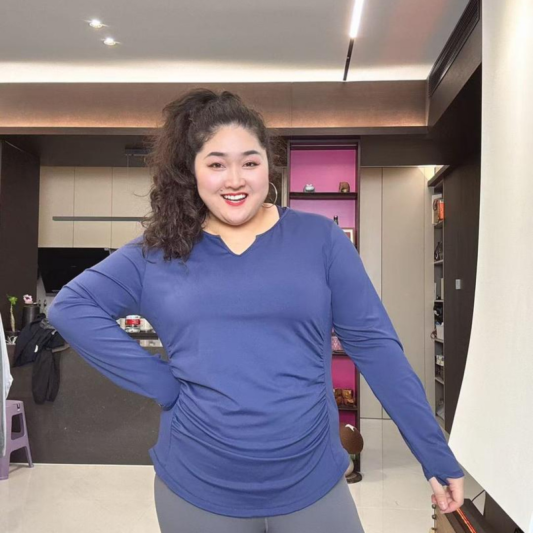 200斤大码秋冬修身褶皱运动健身速干长袖SY-392