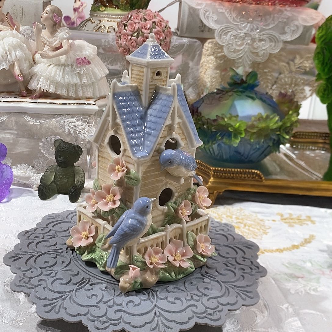 摆件0250骨瓷小鸟城堡摆件礼盒装