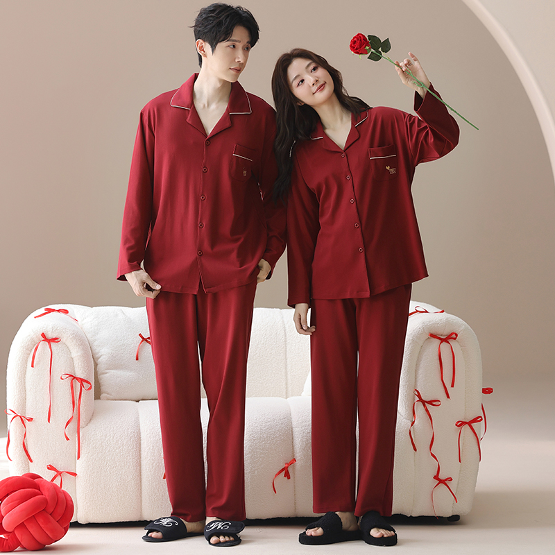 【新婚红色】大码拉架爽棉高克重新年喜庆红色情侣款KSF家居服