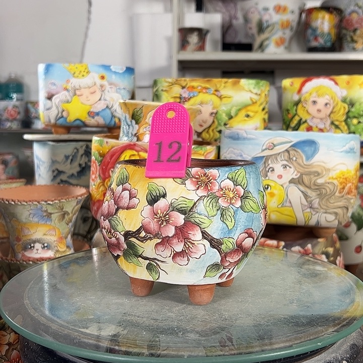 骑***笑满38包邮 景德镇幸运花盆