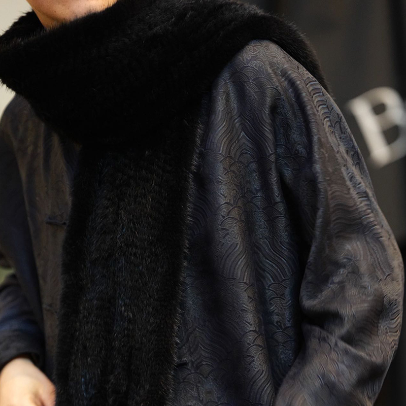 【再易】2025新款重工双面进口水貂密织围巾ZY0525S-170