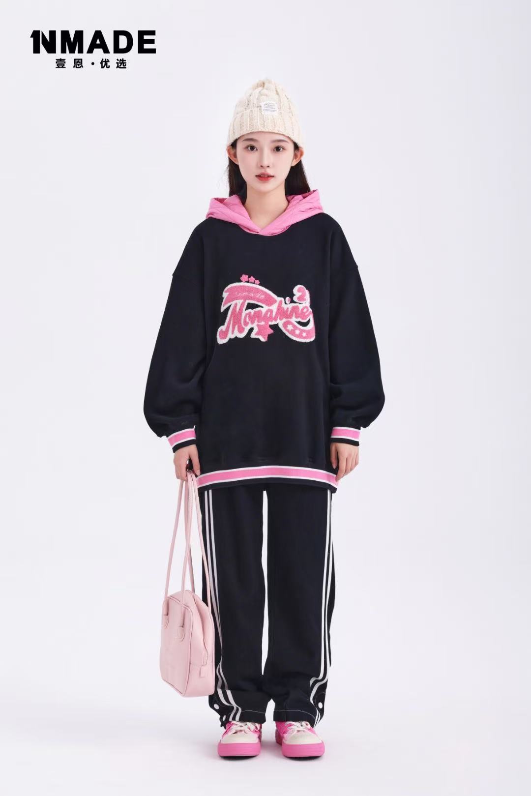 6332高品质青少年潮牌一体绒连帽卫衣