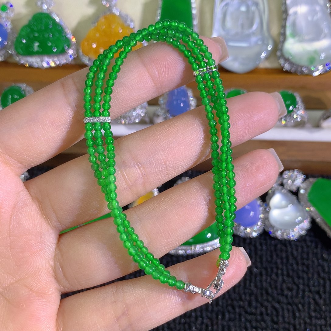 翡翠18K金镶嵌手链8888