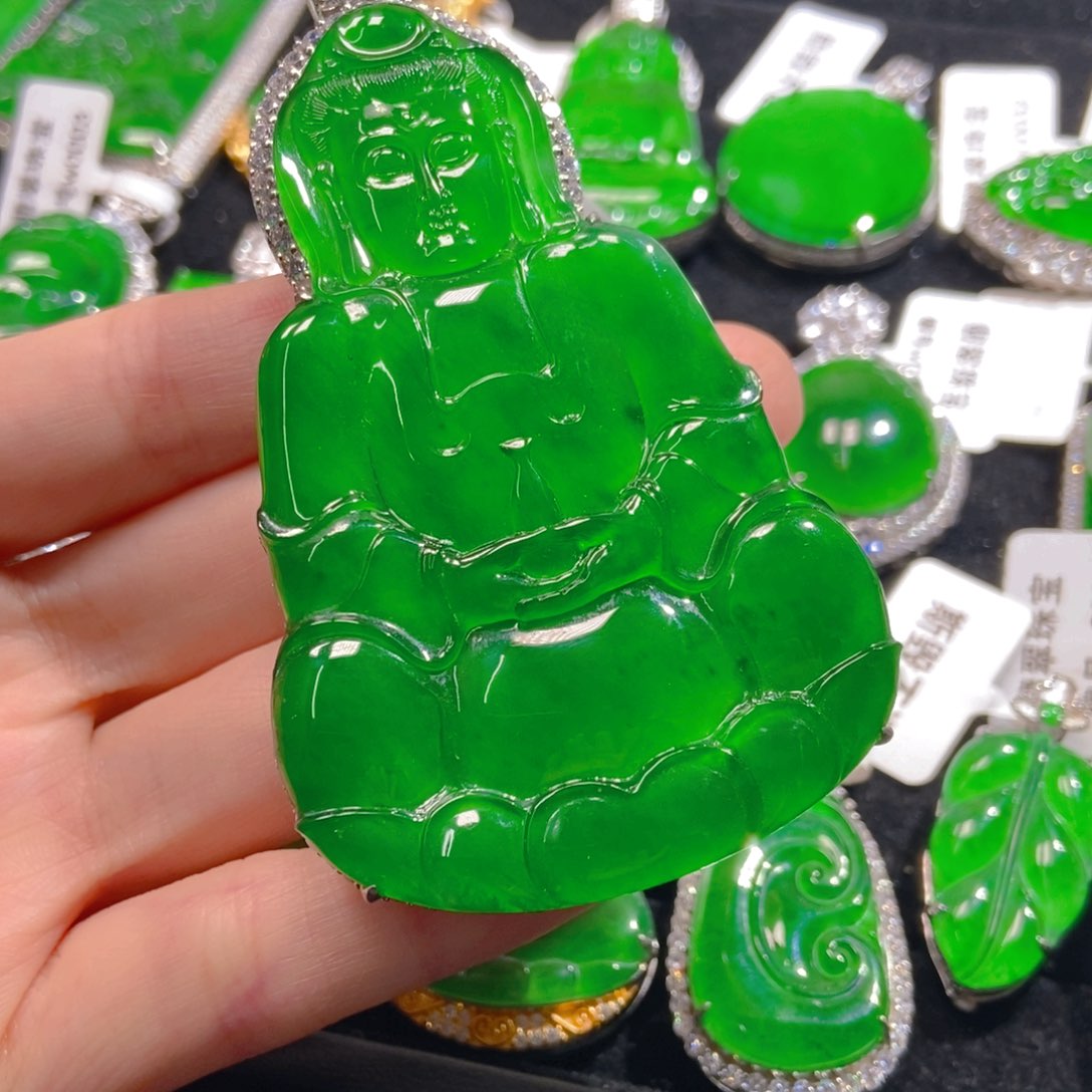 翡翠吊坠(不含链)银S925镶嵌镜*