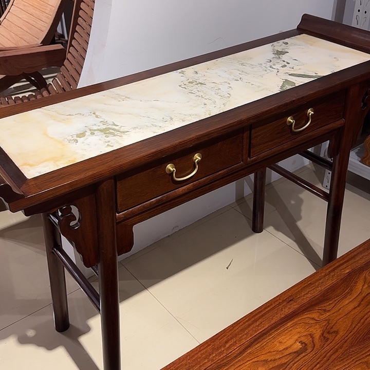 木东非酸枝拼石面128长条案1个顺丰