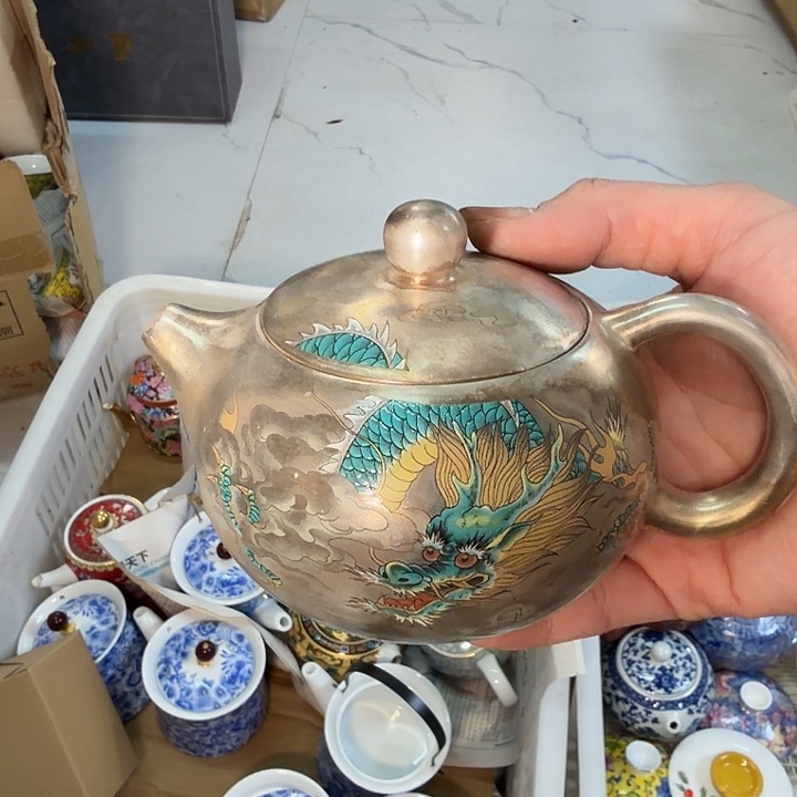 琉璃珐琅彩专场氧化留银泡茶壶介意勿拍