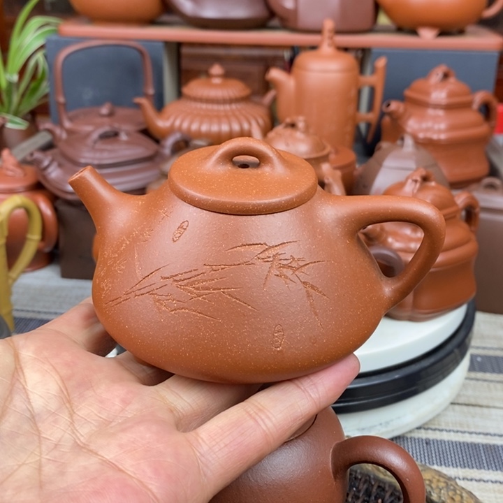 紫砂茶壶子冶石瓢220cc原矿红降坡泥特价