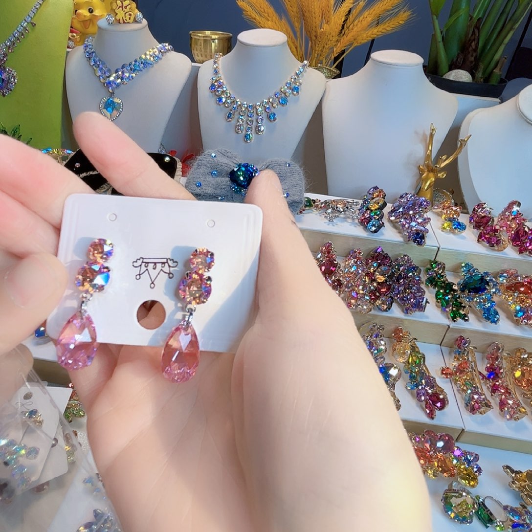 海***心布艺合金耳环耳夹款