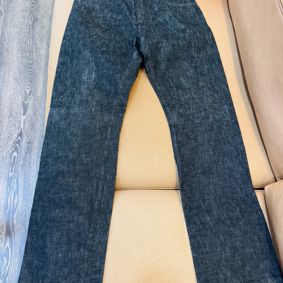 未使用 Chrome Hearts/克罗心 星星贴皮牛仔裤30码ysc3853