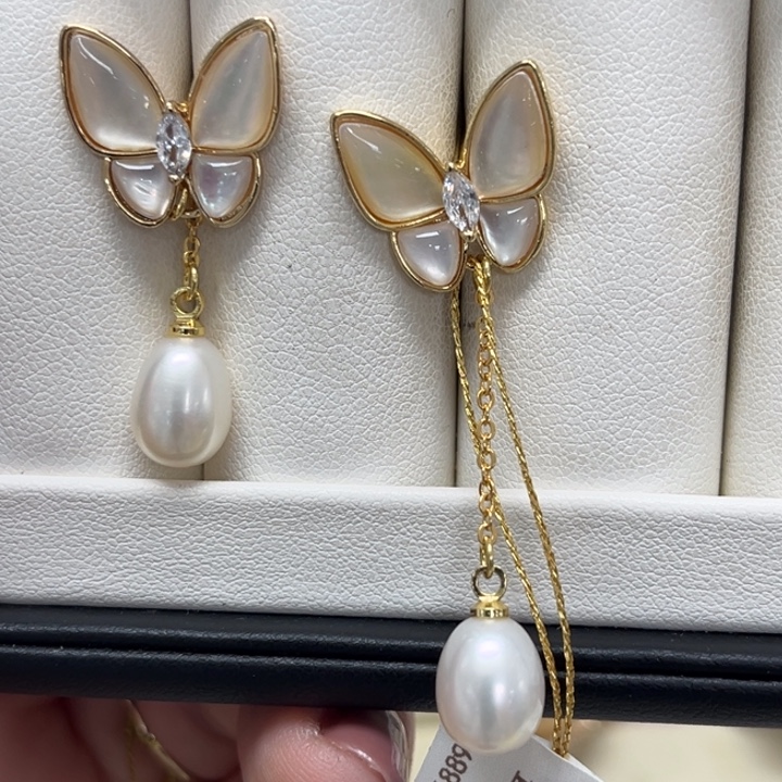 耳饰淡水珍珠银S925镶嵌淡水耳坠7-8mm4号