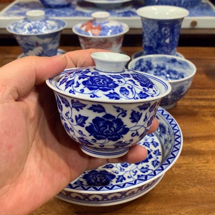 晓月柴窑 缠枝盖碗