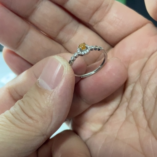 翡翠银S925镶嵌戒指黄翡