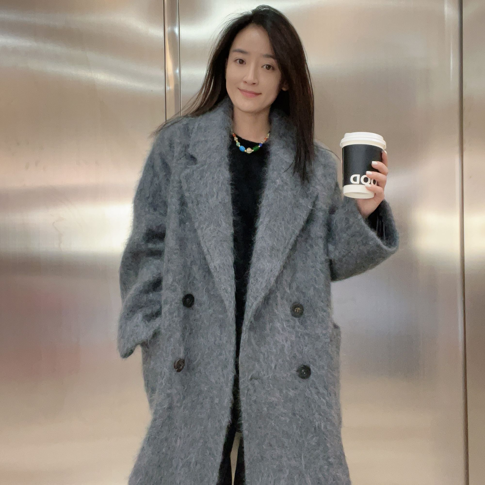 25冬季新款经典拉毛羊绒中长款拉绒大衣HL9960