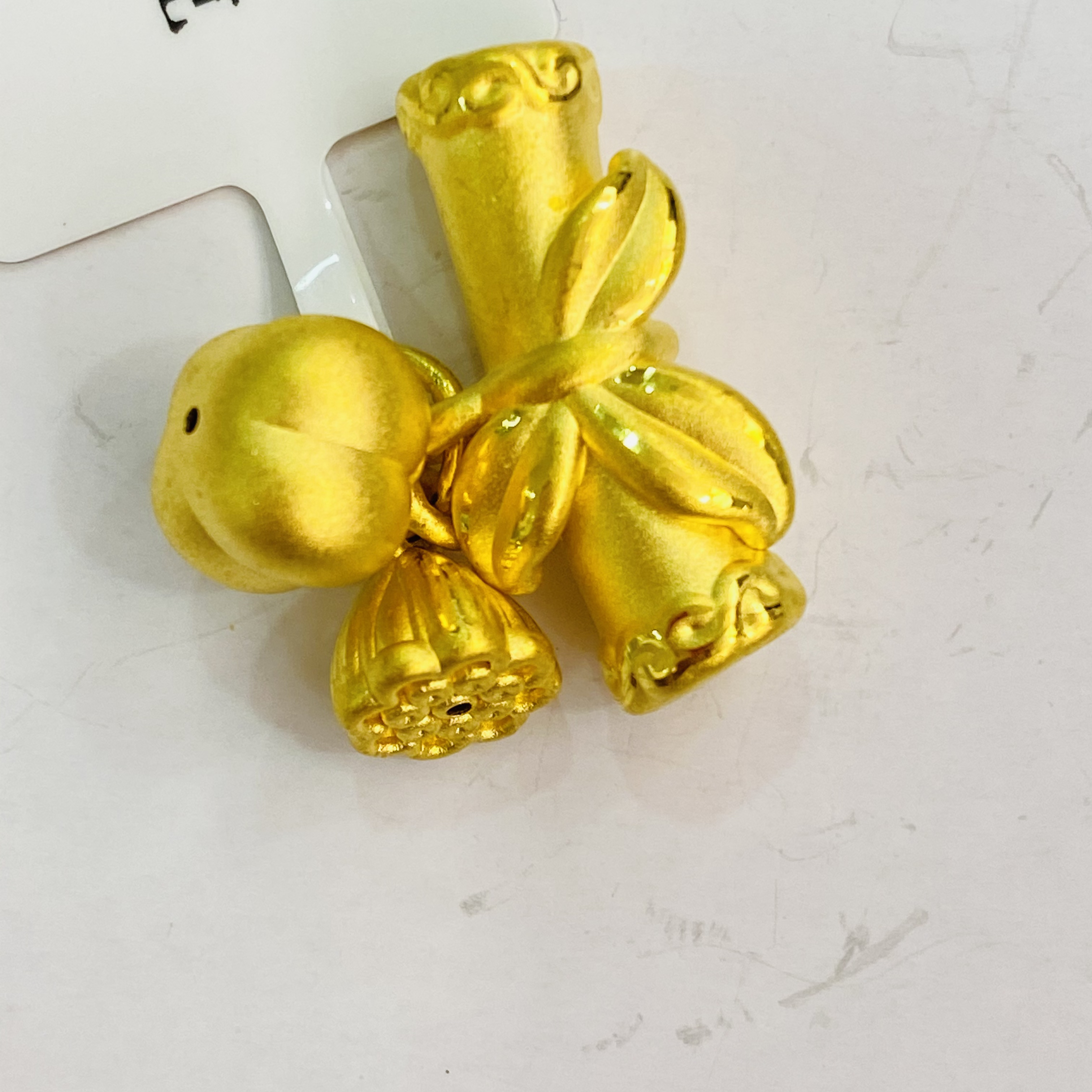 【思思专享】足金999饰品 竹节两世欢吊坠2.63 GP