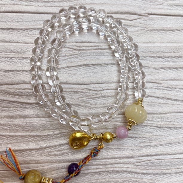 铜合金手链 12477 南瓜福袋双圈白色水手链 6mm左右