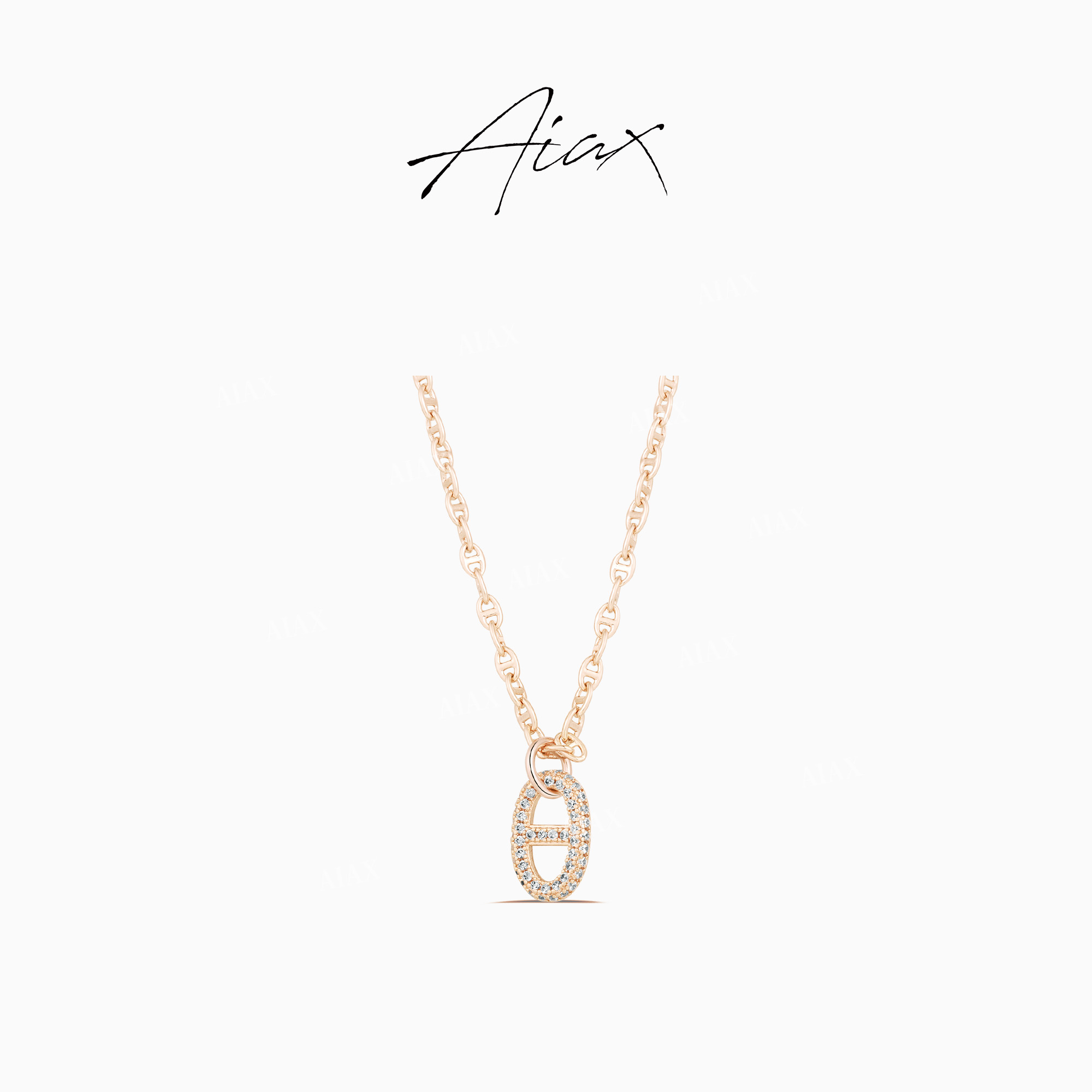 AIAX 镀K金 猪鼻子OT扣头小众金色经典气质项链TSJ9352