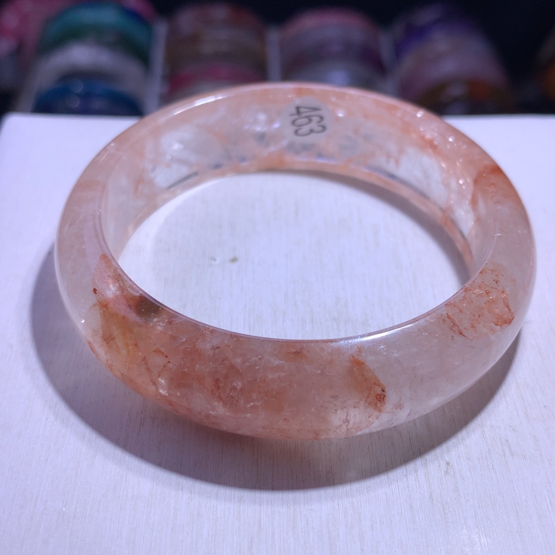 银S925镶嵌手镯水晶粉胶60.6圈463