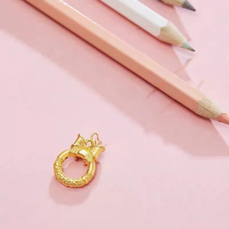 足金999在逃公主蝴蝶结送女友生日礼物赠合金链子