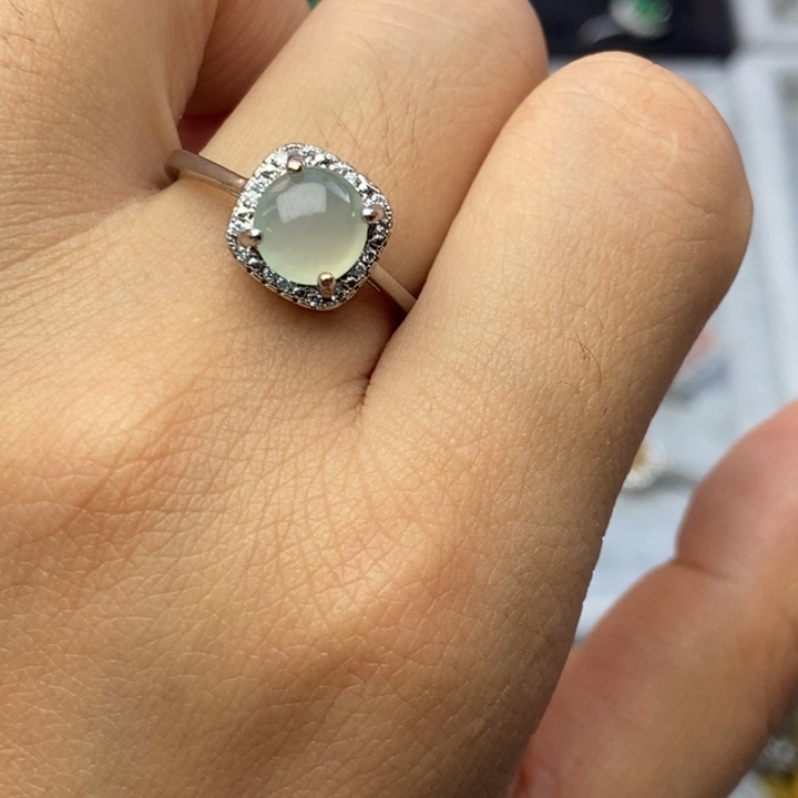 翡翠戒指银S925镶嵌戒指