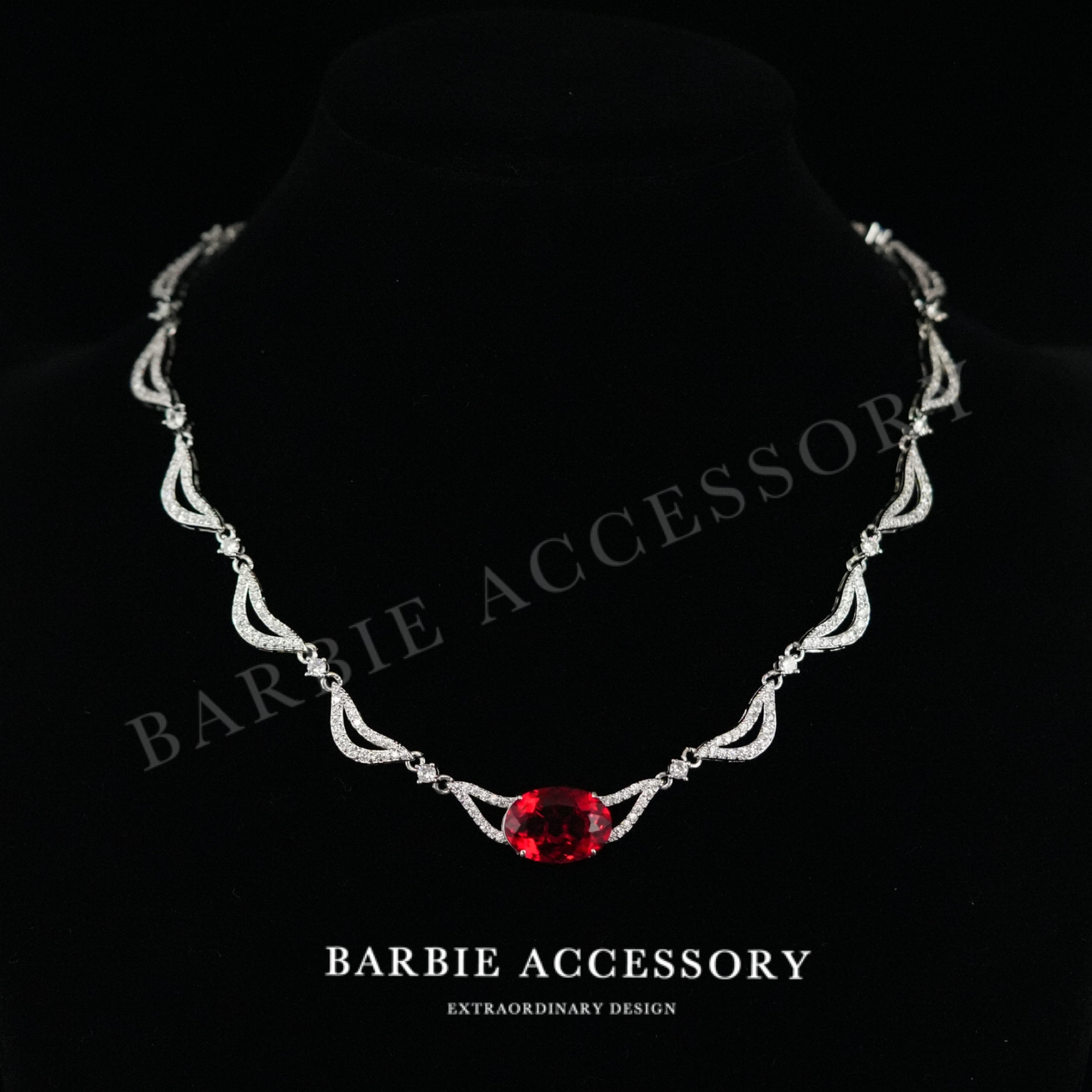 铜合金合成锆石项链 【红银洛行】法式既视设计款高级感绝美项链