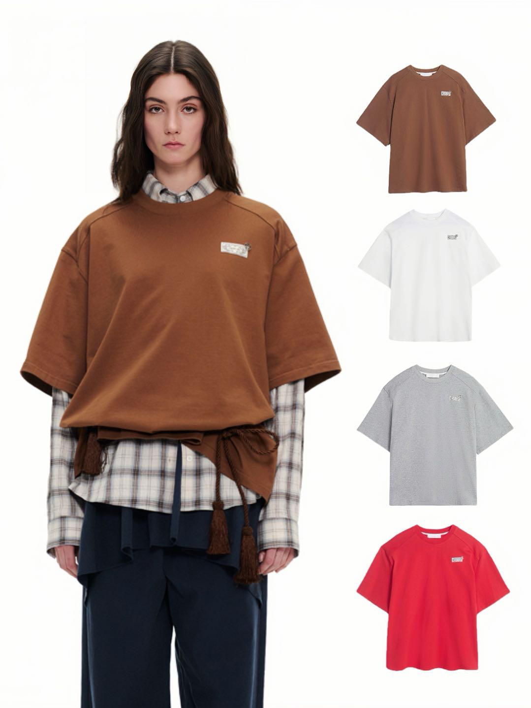 [新品]UHOOWU设计师品牌25早秋织唛A摆短袖T恤圆领百搭纯棉宽松