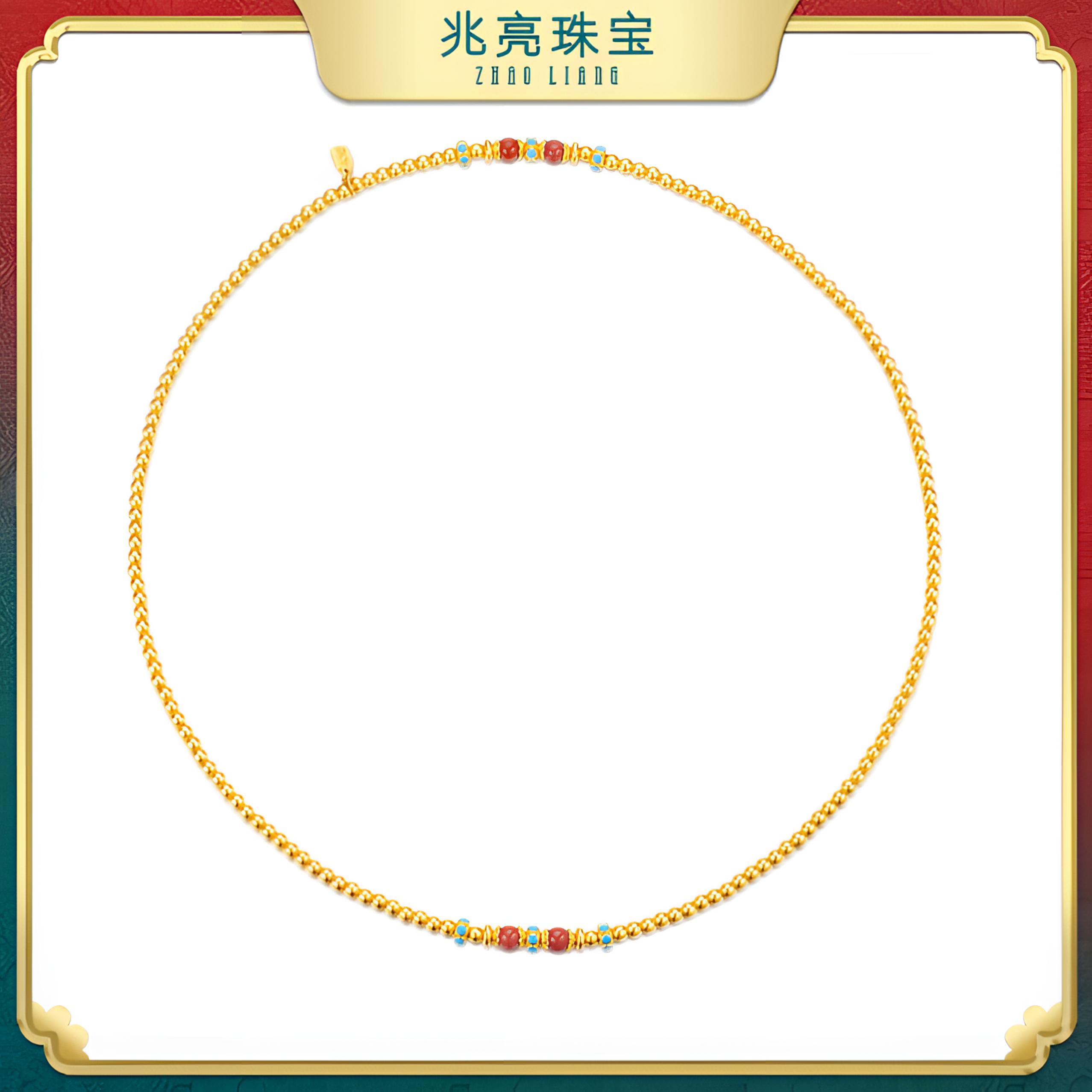 兆亮珠宝珠事顺意黄金三圈手串时尚百搭小众简约气质精致黄金摆件