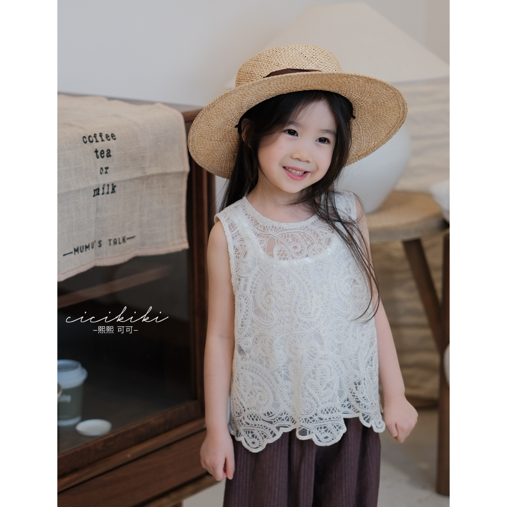 【白月光】2025女童童装夏季百搭优雅儿童蕾丝背心 熙熙可可BX2509