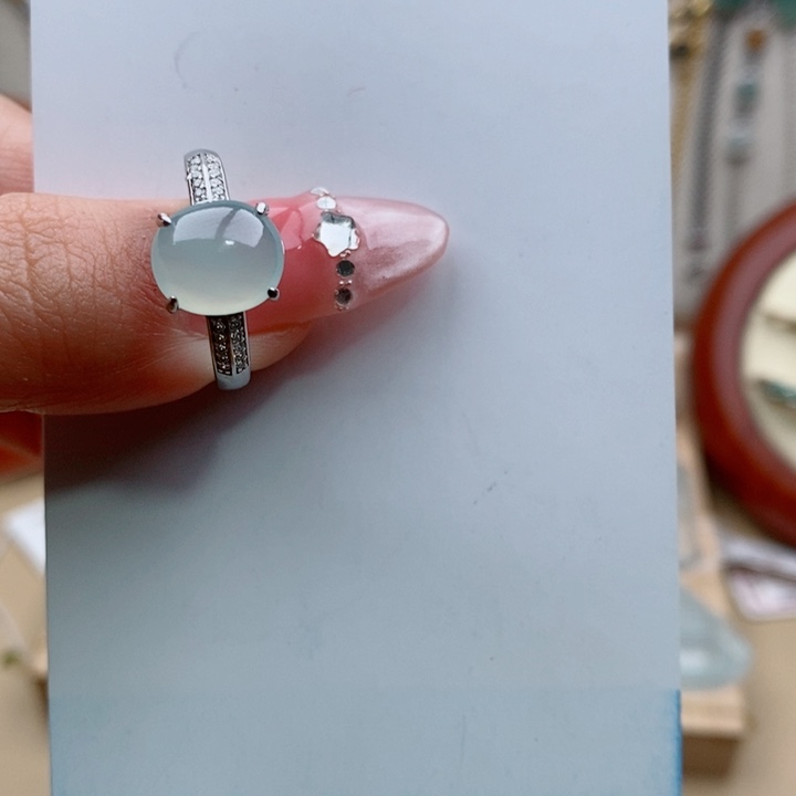 翡翠戒指银S925镶嵌11111